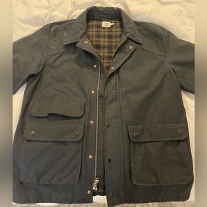 Flint and Tinder Flannel-lined Waxed Hudson Jacket - XL Navy with black buttons
